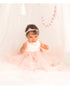 Petite Adele Baby Girls Blush Satin Tulle Glitter Belt Flower Girl Dress 6-24M - SophiasStyle.com